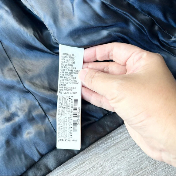 Zara Trafaluc Blue Black Tweed Faux Leather Moto Jacket - Picture 12 of 16